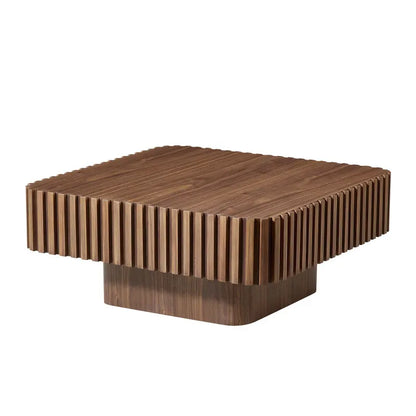 Modern Handcraft Drum Coffee Table Square Coffee Table for Living Room,Small Wooden Coffee Table,Walnut Color