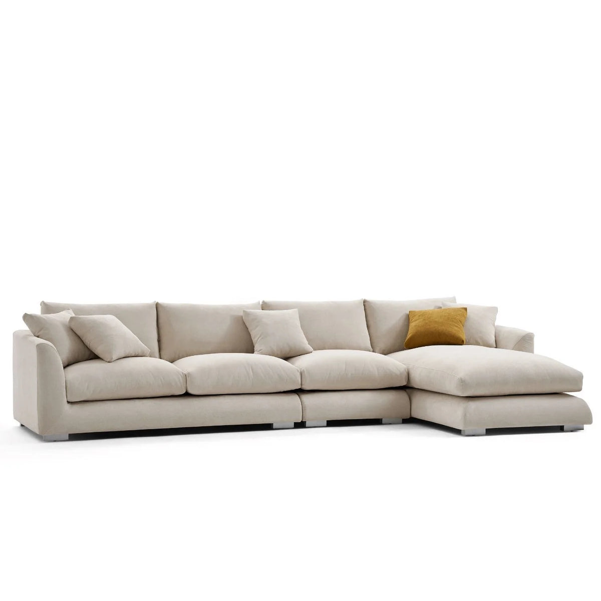 Home Furniture Modern Leisure Soft Feather Sofa L Shape Fabric Modular Living Room Sofa Set Furniture