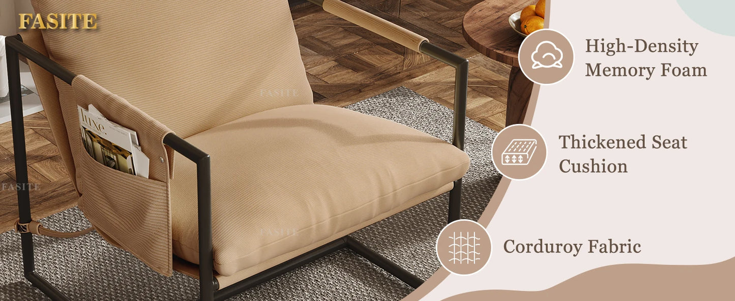 Sling Accent Chair for Living Room, Mid Century Modern Metal Frame Armchair for Reading Room, Bedroom Chair with Removable