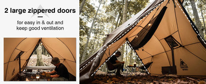 Onetigris ASH Hammock Canopy 4 Person Camping Hot Tent with Stove Jack 4 Season Waterproof Windproof for Survivalist Hiking