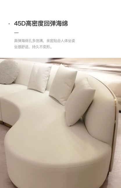 Light Luxury Leather Sofa Curved Sofa Modern Leisure Large Sofa