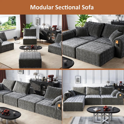 Modular Sectional Sofa, Boneless Couches for Living Room, L-Shape Sofa Couches,Cloud Couch Sectional, Comfy Corduroy Sofa, with