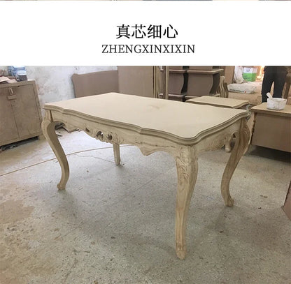 A07 French solid wood dining table and chair combination luxury carved dining table household rectangle