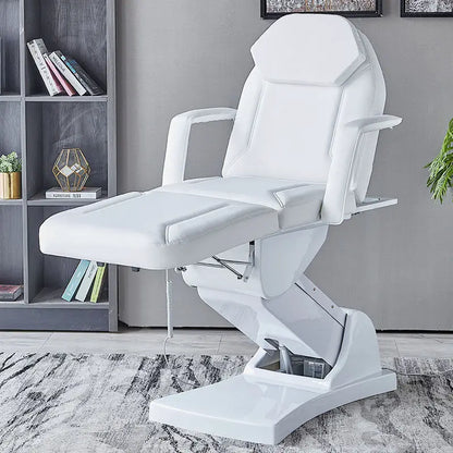 Multifunctional Electric Vertical Therapy Bed Ivory White PU Leather 3 Motors Electric Beauty Tattoo Massage Bed