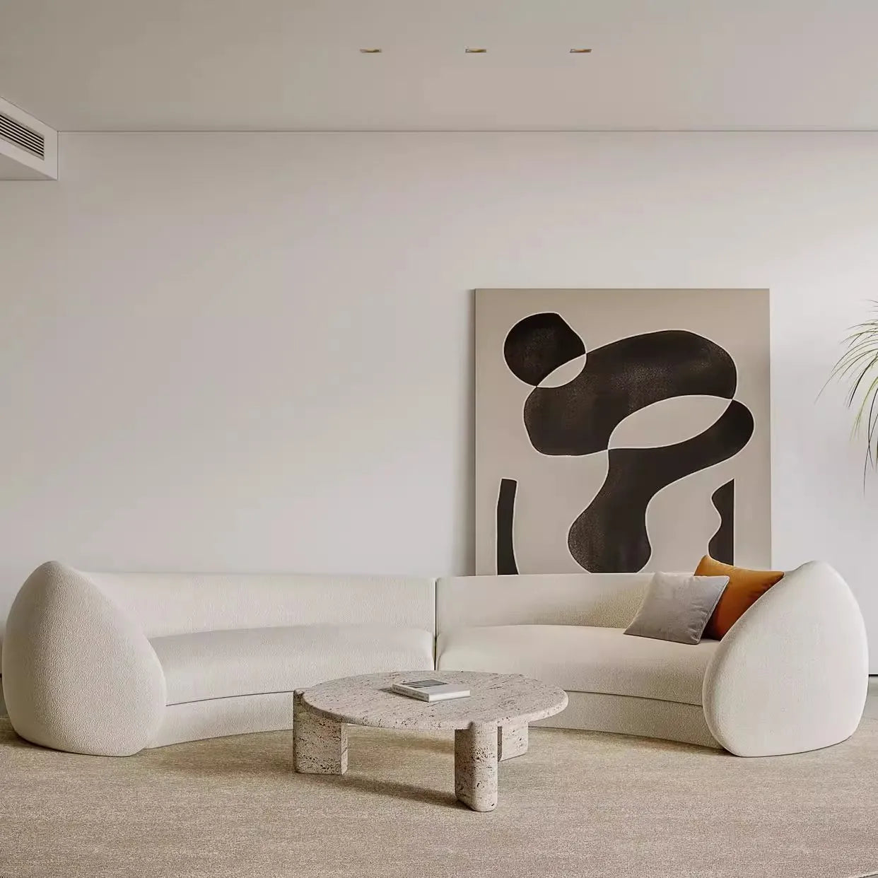 MODULAR Designer Curve Sofa Set Teddy Fabric Reclining Rectangle Couch for Hotel Lobby Living Room Furniture