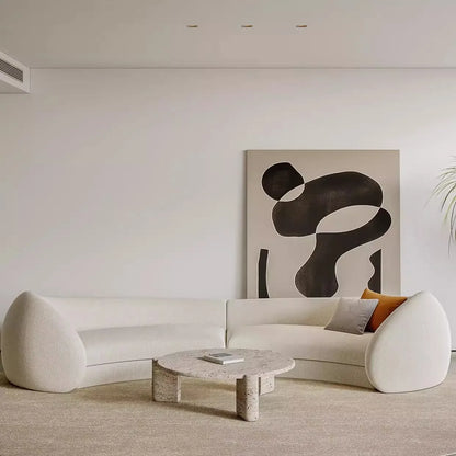 MODULAR Designer Curve Sofa Set Teddy Fabric Reclining Rectangle Couch for Hotel Lobby Living Room Furniture