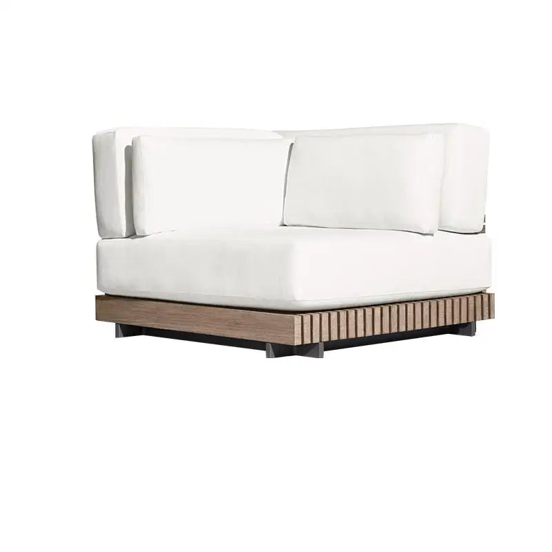 Outdoor Garden Villa Waterproof Teak Aluminum Sofa Sunbed and Coffee Table Combination Furniture