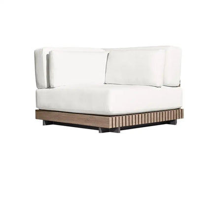 Outdoor Garden Villa Waterproof Teak Aluminum Sofa Sunbed and Coffee Table Combination Furniture