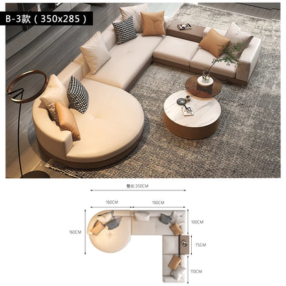 Leather combination, sofa, large flat-floor villa sofa, concubine arc high-end sofa