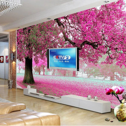 Custom Photo Wallpaper 3D Romantic Cherry Tree TV Background Home Decor Mural Living Room Sofa Wall Covering Backdrop