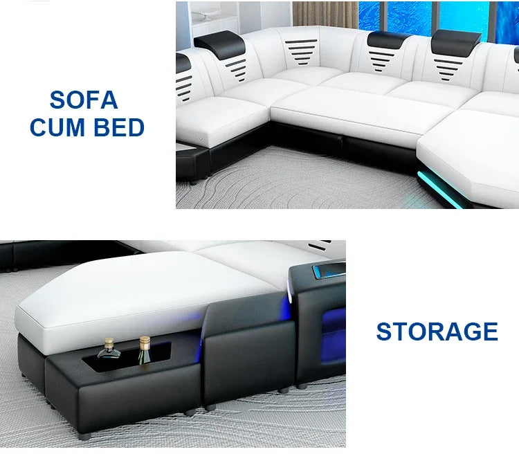 For Customizable Wholesale Leather Sofa Bed 7 Seater Sectional Couch Sofa Set Bed