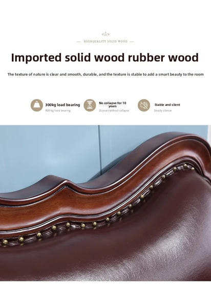 American pastoral all-solid wood sofa, European living room leather sofa, small household, coffee table type, combined light