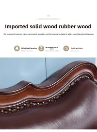 American pastoral all-solid wood sofa, European living room leather sofa, small household, coffee table type, combined light