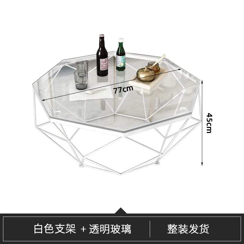 Nordic Light Luxury Tempered Glass Coffee Tables Small Apartment Sofa Side Table Simple Iron Corner Table Living Room Furniture