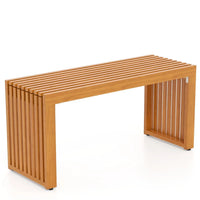 Banc de patio en bois d'acacia, banc d'extérieur en bois à lattes de 36 po pour 2 personnes, capacité de 800 lb, sièges sans dossier pour l'extérieur, personnalisable