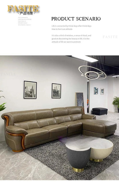 leather sofa modern simple living room combination small apartment Nordic first-layer cowhide princess corner furniture