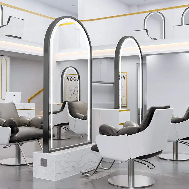 HJ Barber Shop Mirror Quick Cut Special Mirror Hair Salon Internet celebrity hair salon Full Lamp Mirror