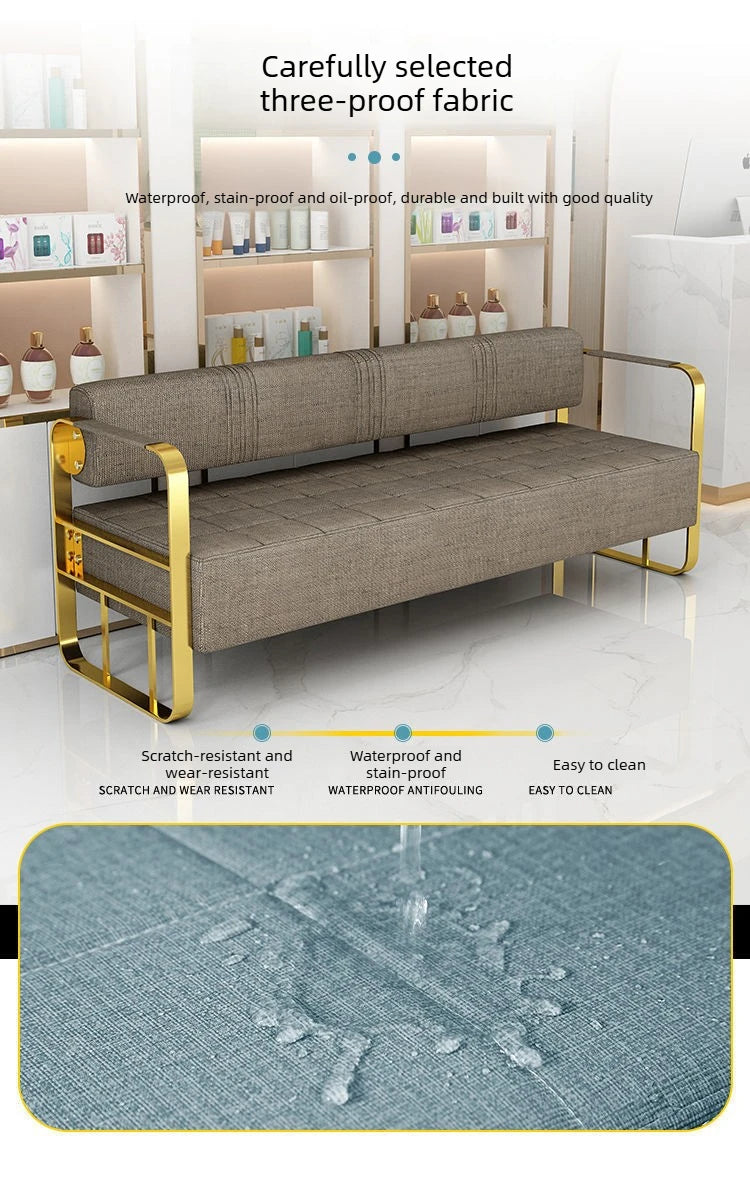 Famous Hair Salon Area Bench Hair Salon Waiting Light Luxury Stainless Steel Bar Sofa