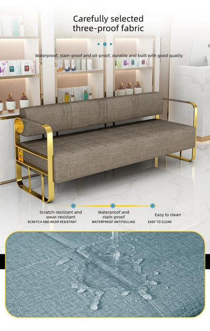 Famous Hair Salon Area Bench Hair Salon Waiting Light Luxury Stainless Steel Bar Sofa