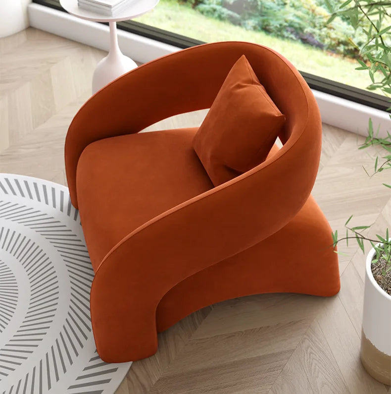Internet celebrity single chair, living room lazy single sofa leisure chair, light luxury curved balcony chair