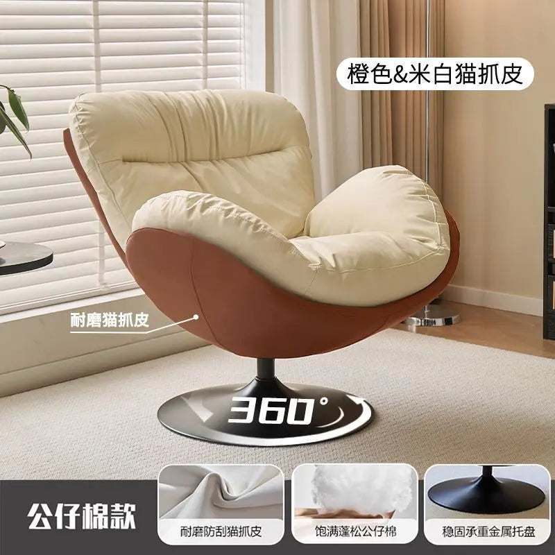 Nordic Luxury 360 Degree Rotating Egg Lazy Rocking Chair Leisure Single Sofa for Balcony Living Room Comfortable Relax Lounge