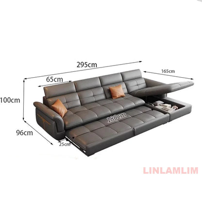 Modern Electric Recliner Sofa Bed with Adjustable Backrest, L-Shaped Multifunctional Italian Genuine Leather Sectional Couch