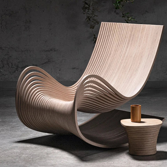 Designer rocking chair single solid wood recliner balcony leisure chair home