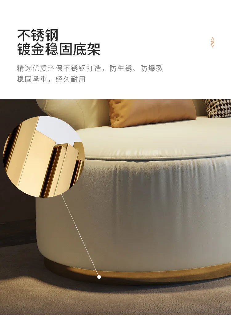 Light luxury first-layer cowhide curved sofa small apartment living room