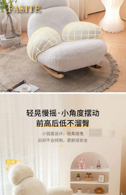 High quality Rocking Chair Sofa Creative Couch Wood Furniture Recliner Indoor Egg Chair Living  Sofa Chair Armchair Step Stool