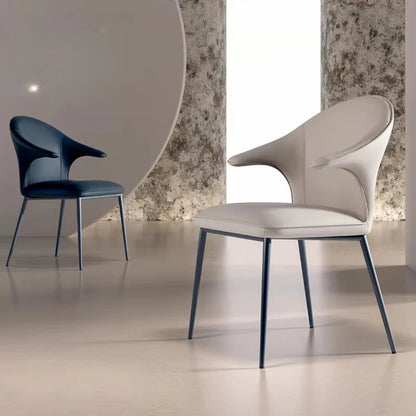 Light luxury modern upholstered dining chair, high-end leather fabric, new home backrest