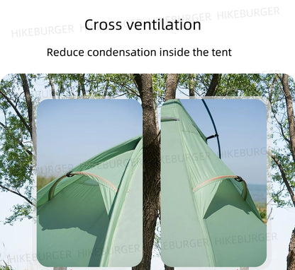 2 Person Ultralight Backpacking Tent 1.69kg 5000mm Waterproof 10D Nylon Triple Cross Pole Tent for Camping Hiking Trekking