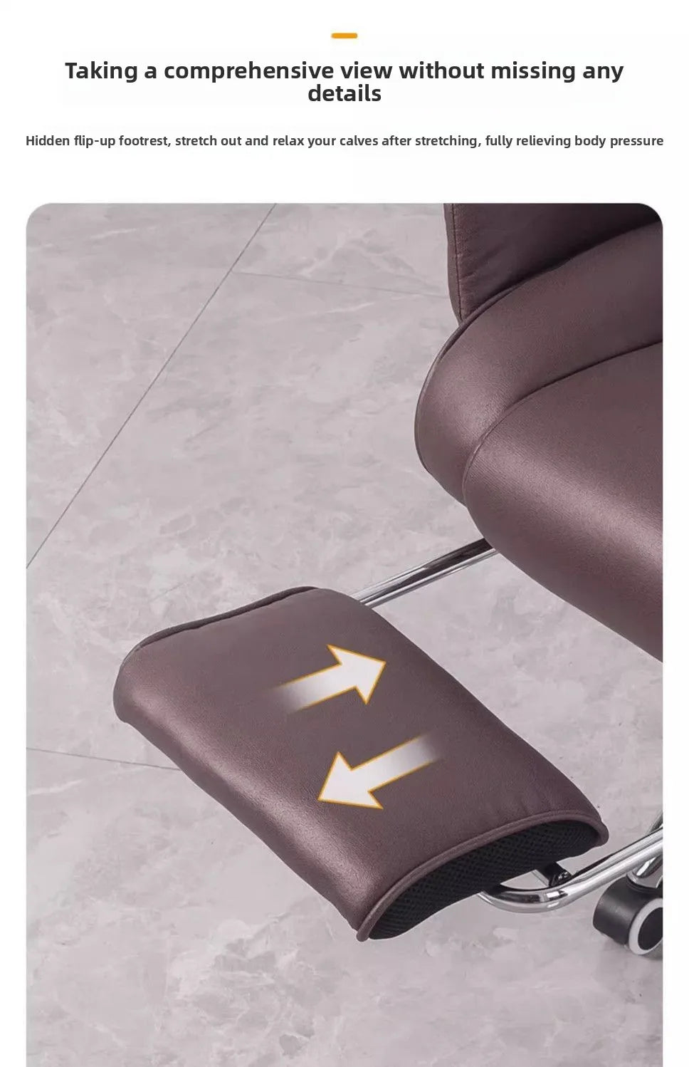 Ergonomic Reclining Office Chair with Footrest PU Leather Executive Swivel Computer Desk Chair Aluminum Base for Home Office