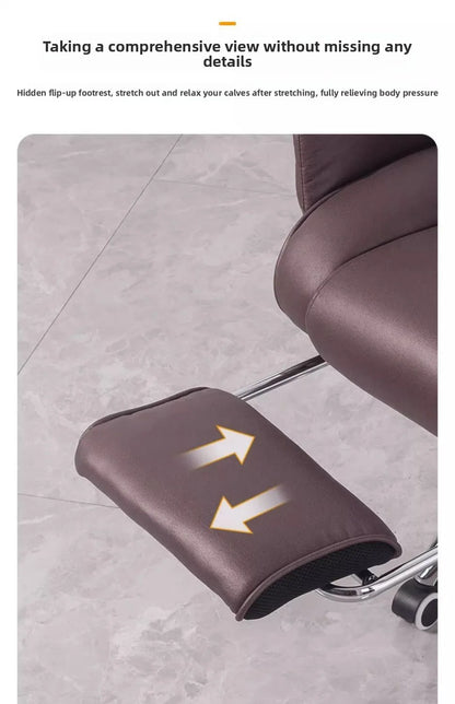 Ergonomic Reclining Office Chair with Footrest PU Leather Executive Swivel Computer Desk Chair Aluminum Base for Home Office