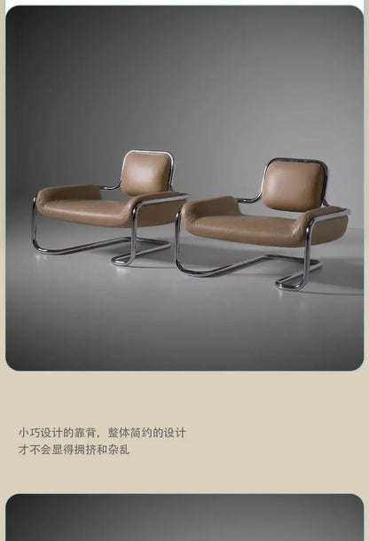 Nordic hardware leather bending chair simple living room balcony back chair