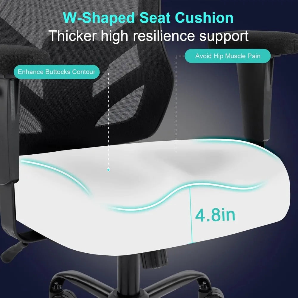 Ergonomic Office Chair with Adjustable Lumbar Support, Breathable Mesh Design, and Swivel Function for Home Office Use