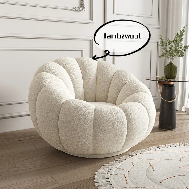 Modern Living Room Sofa Lambswool Pumpkin Sofa Chair Creative Home Balcony Swivel Lounge Chair Fitting Room Bedroom Single Sofas