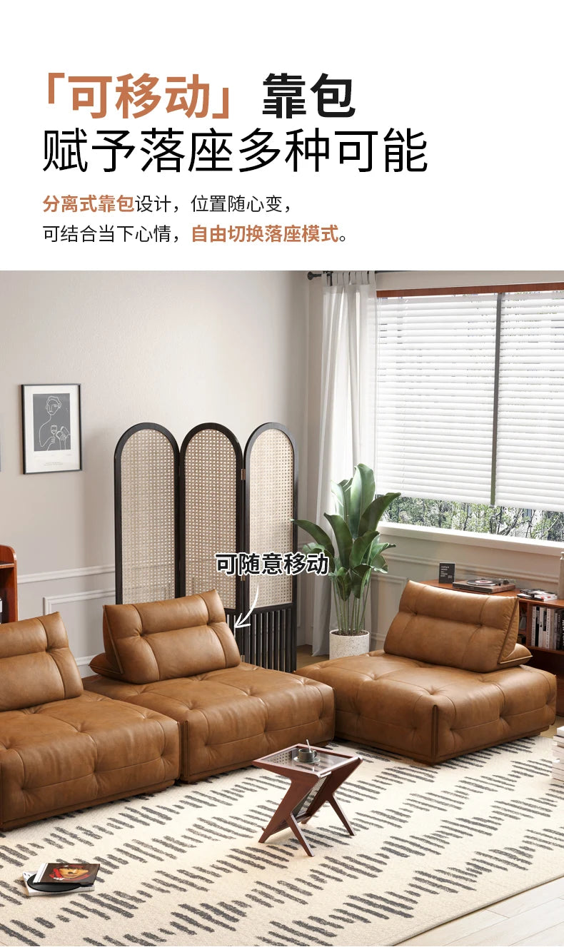 Adults Sleep Living Room Couch European Brown Villa Modular Corner Sectional Sofa Double Lounge Leather Canape Salon Furniture