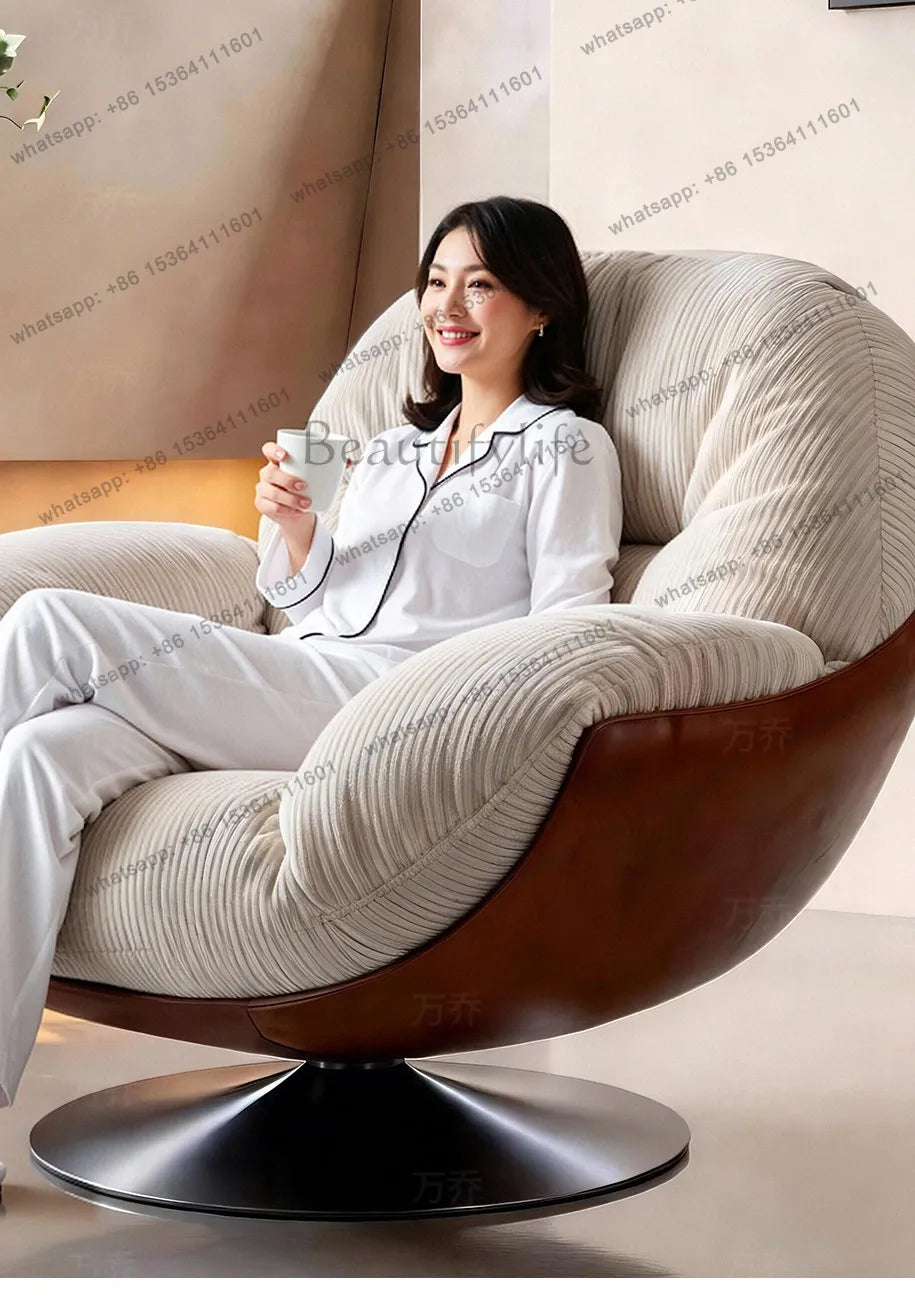 yj9 Medieval sofa chair living room balcony household light luxury high-end nest chair fabric single rotation