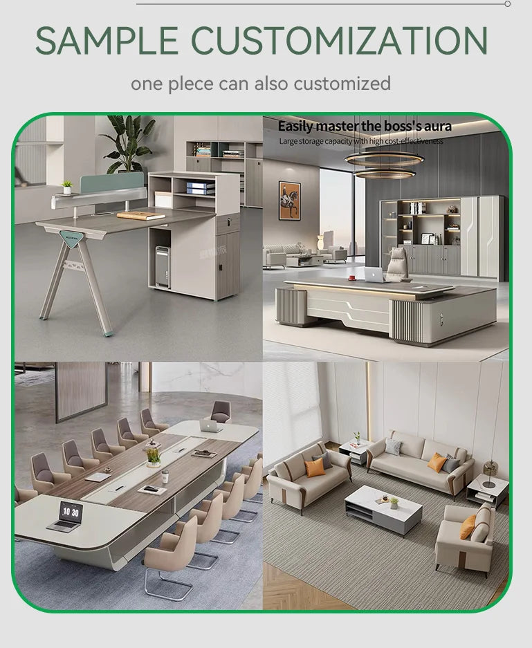 Luxury Office Sofa with Coffee Table Set Office Room Furniture Synthetic Leather Sofa Modular Modern