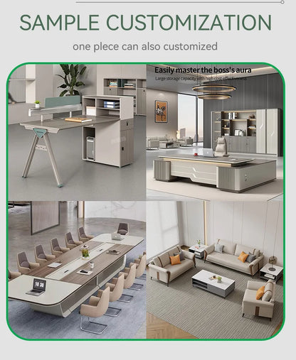 Luxury Office Sofa with Coffee Table Set Office Room Furniture Synthetic Leather Sofa Modular Modern