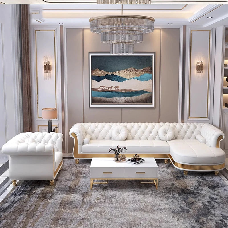 Luxury Chesterfield Sofa Home Office Hotel Living Room Furniture Modern Leather Sofa Set Подставка Под Ноги Офисная Divano