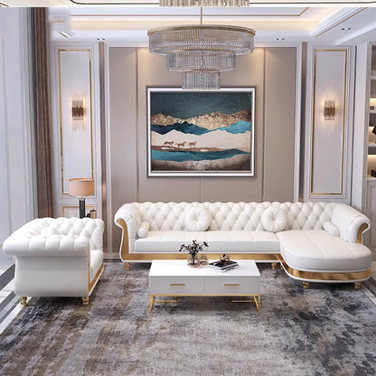 Luxury Chesterfield Sofa Home Office Hotel Living Room Furniture Modern Leather Sofa Set Подставка Под Ноги Офисная Divano