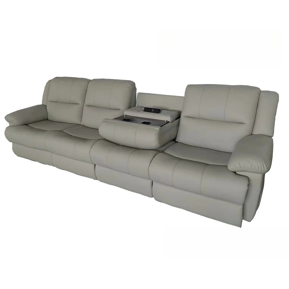 Modern Electric Reclining Sofa with Power Outlet, USB, and Hidden Cup Holders – Genuine Leather Recliner Couch for Living Room