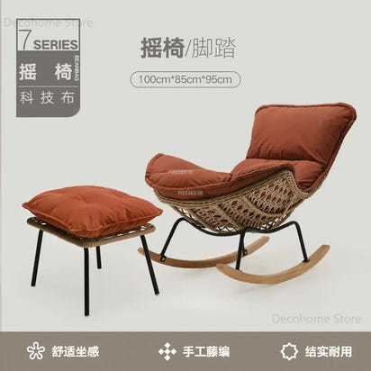 Modern Rattan Living Room Chairs Leisure Lazy Back Sofa Home Lounge Chair Outdoor Balcony Rocking Chair Living Room Furniture