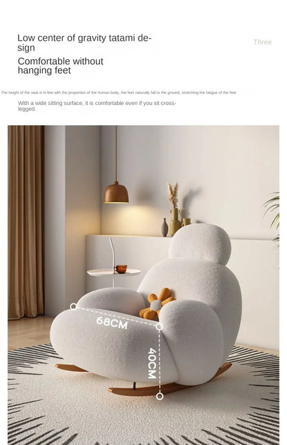 Nordic Bedroom Creamy Velvet Rocking Lounge Chair,living Room Balcony,rotatable Single Person Large White Bear Leisure Chair