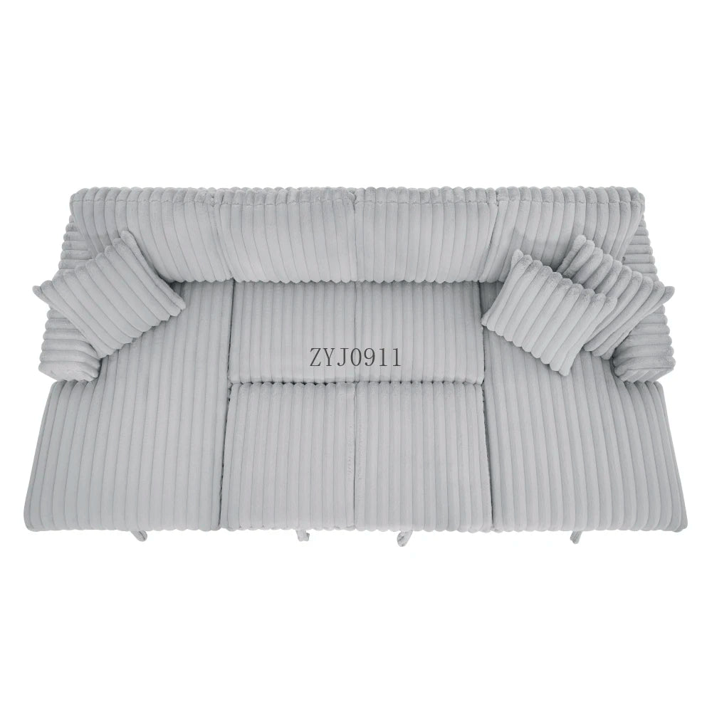 U-chair, 122-in-2 pull-out bed, living room with double storage sectional plush corduroy sofa