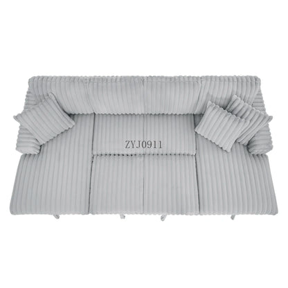 U-chair, 122-in-2 pull-out bed, living room with double storage sectional plush corduroy sofa