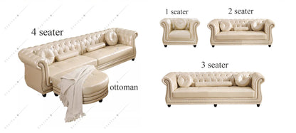 Modern Home Furniture Genuine Leather L-Shaped Sectional Corner Sofa Set Wood Legs with Sponge Filling for Living Room Villa