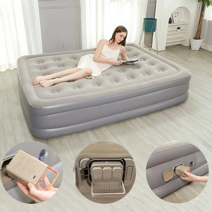 Camping Air bed with Backrest 2 Persons Inflatable Mattress Camping Folding Home Indoor Outdoor Air Cushion 48cm High Bed