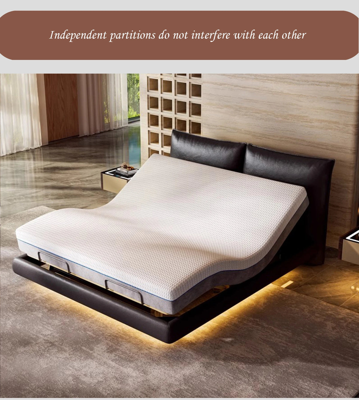 Luxury Adjustable Home Double Bed Separable king Size Soft Bed Wireless Remote Control with Light Smart Bed